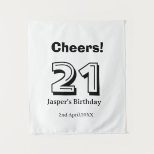 Prost 21 Geburtstag fett gedruckter Name Junge Man Wandteppich