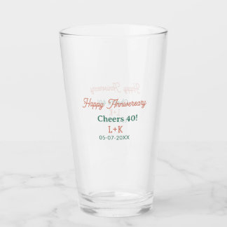 Prost 40 frohes Jubiläum orange grün Name Datum Glas