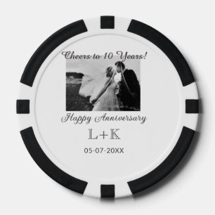 Prost auf 10 Jahre glückliches Jubiläum Foto hinzu Pokerchips