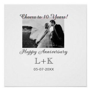 Prost auf 10 Jahre glückliches Jubiläum Foto hinzu Poster