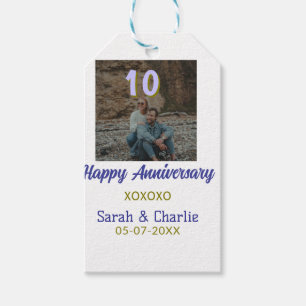 Prost auf 10 Jahre glückliches Jubiläum lila golde Geschenkanhänger