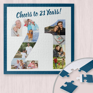Prost auf 21 Jahre Number 21 Foto-Collage Quadrat