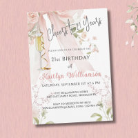 Prost auf 21 Jahre Pink Bow Floral