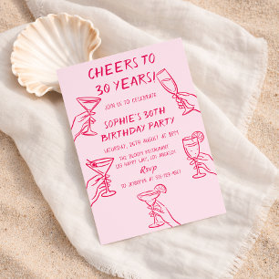 Prost auf 30 Jahre Pink Cocktail 30. Geburtstag Einladung