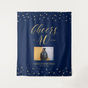 Prost auf 40 Jahre   Gold & Blau Geburtstagsfeier Wandteppich