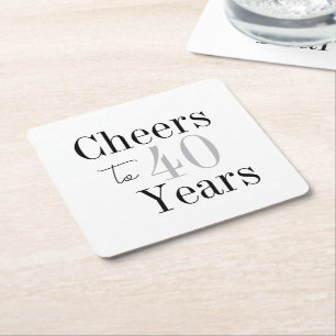 Prost auf 40 Jahre Minimal Silver Party Rechteckiger Pappuntersetzer
