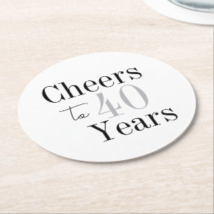 Prost auf 40 Jahre Minimal Silver Party Runder Pappuntersetzer