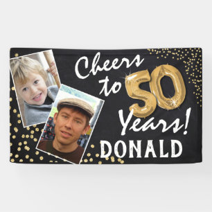 Prost auf 50 Jahre! Goldene Ballons Fotos Geburtst Banner
