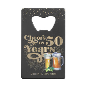 Prost auf 50 Jahre   Personalisierte Vintage-Flasc Geldbeutel Flaschenöffner