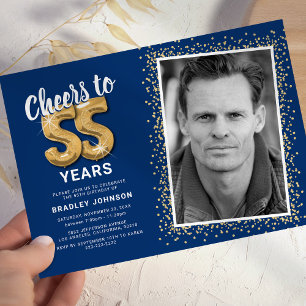 Prost auf 55 Jahre Navy Gold Foto-Einladung Einladung