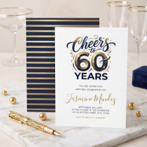 Prost auf 60 Jahre Elegant Gold Blau Geburtstag 