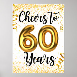 Prost auf 60 Jahre Elegante Goldfolie Geburtstag Poster