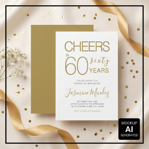 Prost auf 60 Jahre Elegantes Gold Weiß Geburtstag Einladung