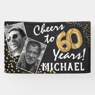 Prost auf 60 Jahre! Goldene Ballons Fotos Geburtst Banner