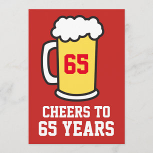 Prost auf 65 Jahre Beer 65. Geburtstagseinladung Einladung
