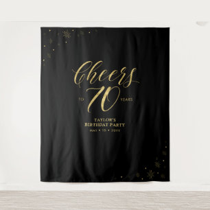Prost auf 70 Jahre   Gold & Schwarz Geburtstagspar Wandteppich