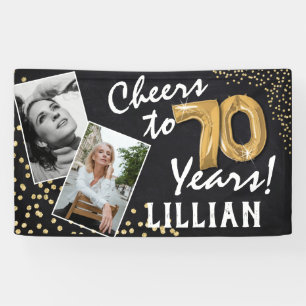 Prost auf 70 Jahre! Goldene Ballons Fotos Geburtst Banner