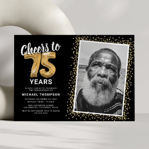 Prost auf 75 Jahre Schwarzes Gold Foto-Einladung Einladung