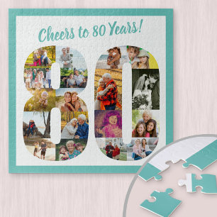 Prost auf 80 Jahre Zahl 80 Fotocollage Quadrat
