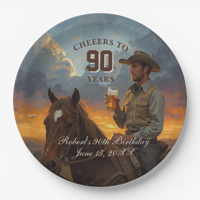 Prost auf 90 Jahre  Pappteller (Vorderseite)
