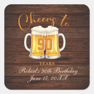 Prost auf 90 Jahre Quadratischer Aufkleber