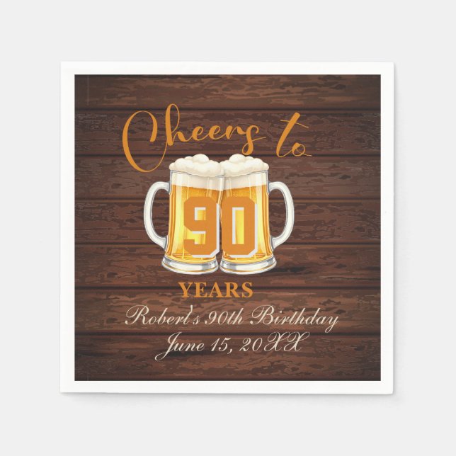 Prost auf 90 Jahre  Serviette (Vorderseite)