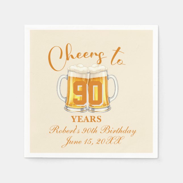 Prost auf 90 Jahre  Serviette (Vorderseite)