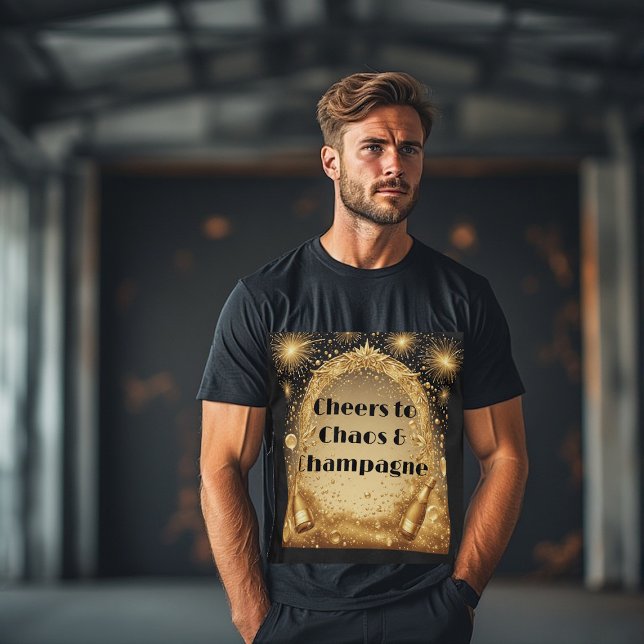 Prost auf Chaos und Champagner Neujahrsfeuerwerk  T-Shirt (Cheers to Chaos and Champagne New Year Fireworks T-Shirt)