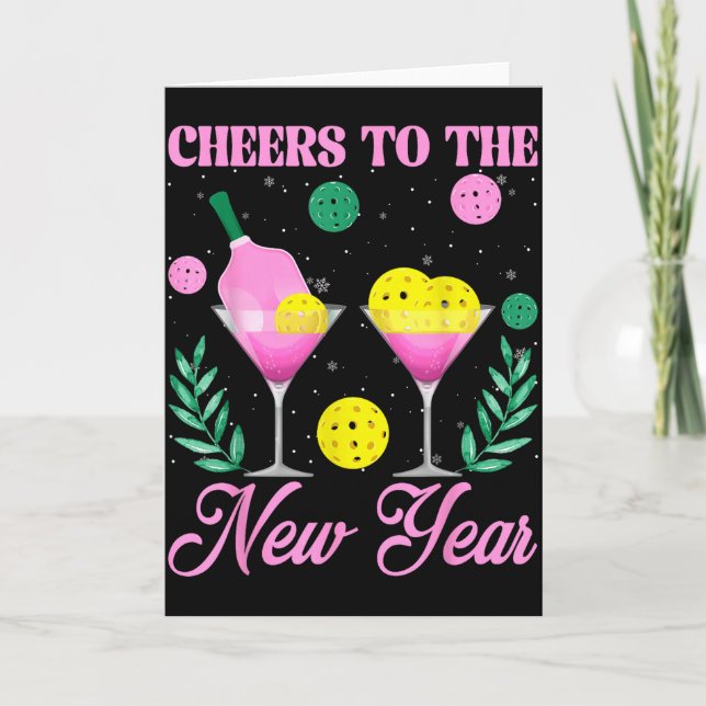 Prost auf das neue Jahr Champagner Gl & Pickleba Karte (Vorderseite)