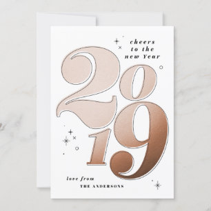 Prost auf das neue Jahr kühnes Kupfer 2019 Feiertagskarte