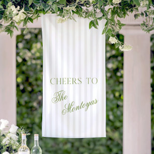 Prost auf das Salbeigrün und Beige Hochzeitsbanner Banner