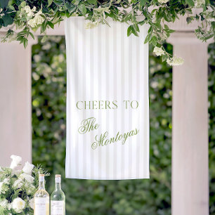Prost auf das Salbeigrün und Beige Hochzeitsbanner Banner