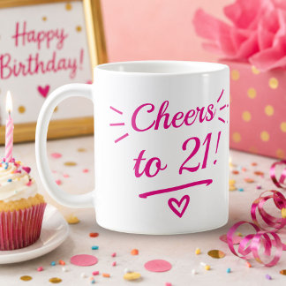 Prost auf den 21. Lustigen Rosa Meilenstein-Geburt Kaffeetasse
