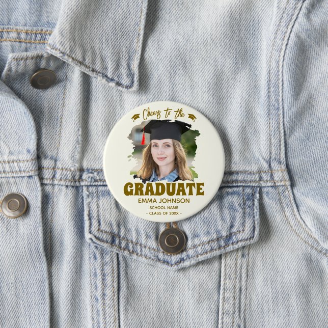 Prost auf den Absolventen Benutzerdefiniertes Foto Button (Beispiel)