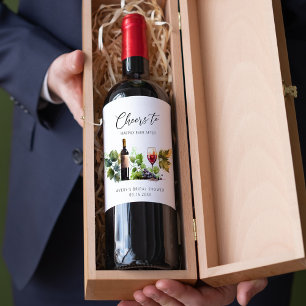 Prost auf die Aquarell-Hochzeitsfeier im Weingut Weinetikett