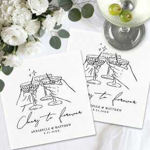 Prost auf die einfache Cocktail-Hochzeit für immer Serviette
