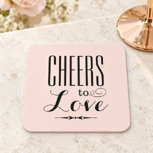 Prost auf die Liebe Blush Black Hochzeit Rechteckiger Pappuntersetzer