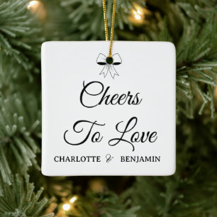 Prost auf die Liebe Burgunder Schrift Elfenbein Bo Keramikornament
