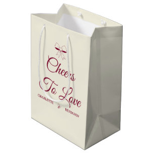 Prost auf die Liebe Burgunder Schrift Elfenbein Bo Mittlere Geschenktüte