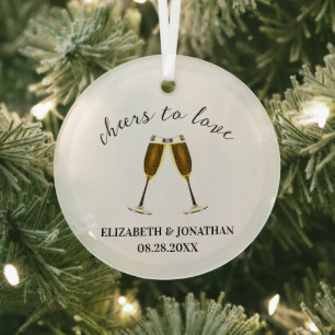 Prost auf die Liebe Champagnergläser Ornament Aus Glas