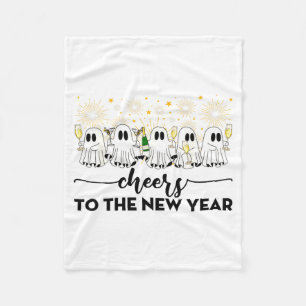 Prost auf die neuen Jahr Geister trinken Champagne Fleecedecke