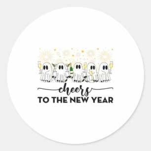 Prost auf die neuen Jahr Geister trinken Champagne Runder Aufkleber