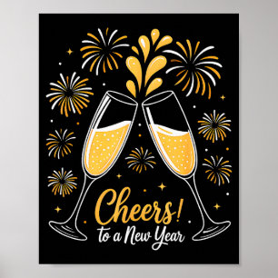 Prost auf die Silvesterparty Countdown Frohes Neue Poster