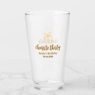 Prost auf dreißig gelb-braune Geburtstags-Pastell- Glas