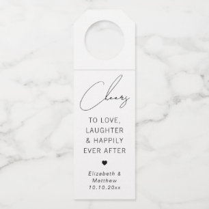 Prost auf Liebe und Lachen   Minimalistisches Hoch Flaschenanhänger