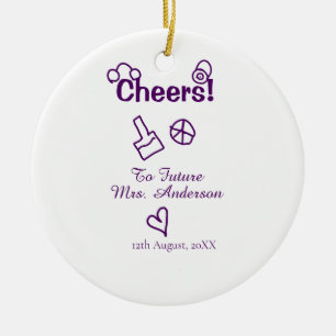 Prost auf zukünftige Mrs Brautname lila Gekritzel Keramik Ornament
