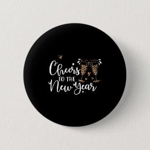 Prost aufs neue Jahr 2026 Leopard Champagner Froh Button