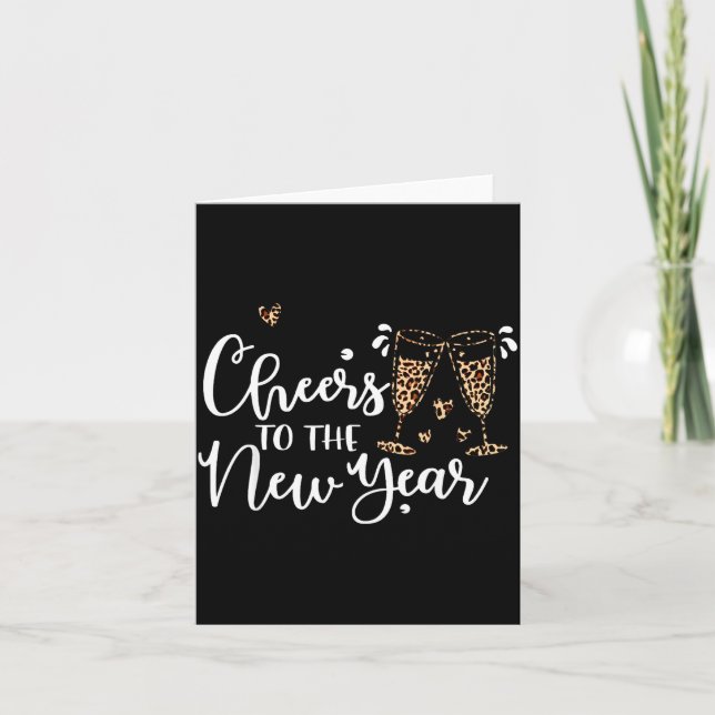 Prost aufs neue Jahr 2026 Leopard Champagner Happ Karte (Vorderseite)