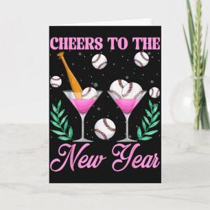 Prost aufs neue Jahr Champagner Gl &amp; Baseball Karte