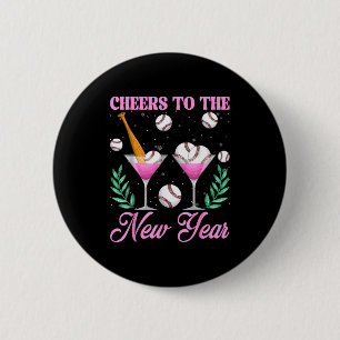 Prost aufs neue Jahr Champagner Gl & Baseball Button